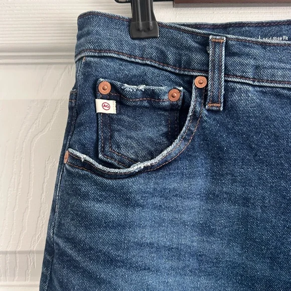 AG Adriano Goldschmied Saige Raw Hem Wide Leg Mid Rise Cotton Denim Jeans. - Picture 2 of 16